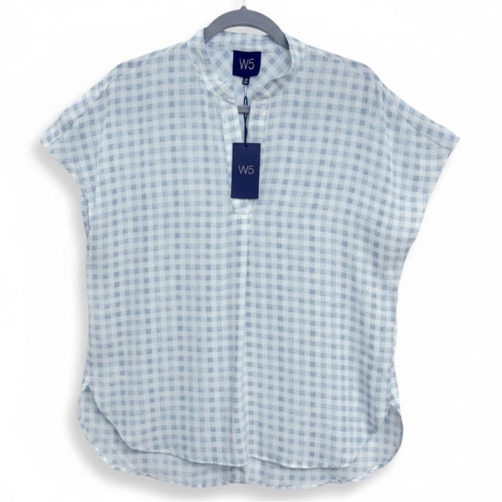 Anthropologie Blue Checkered Blouse